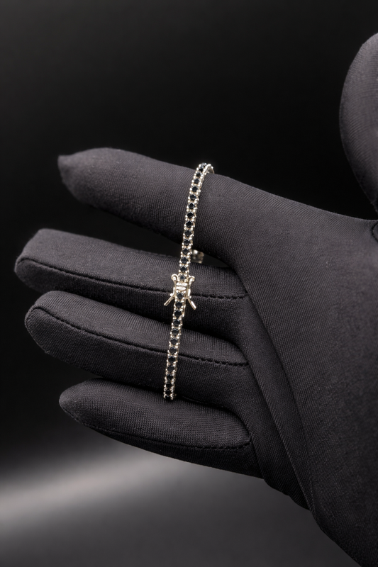 Bracciale tennis 16 cm in argento sterling 925 con chiusura a cerniera