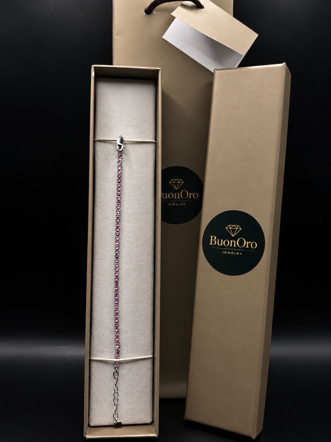 Rosa Tennisarmband aus 925 Sterling Silber