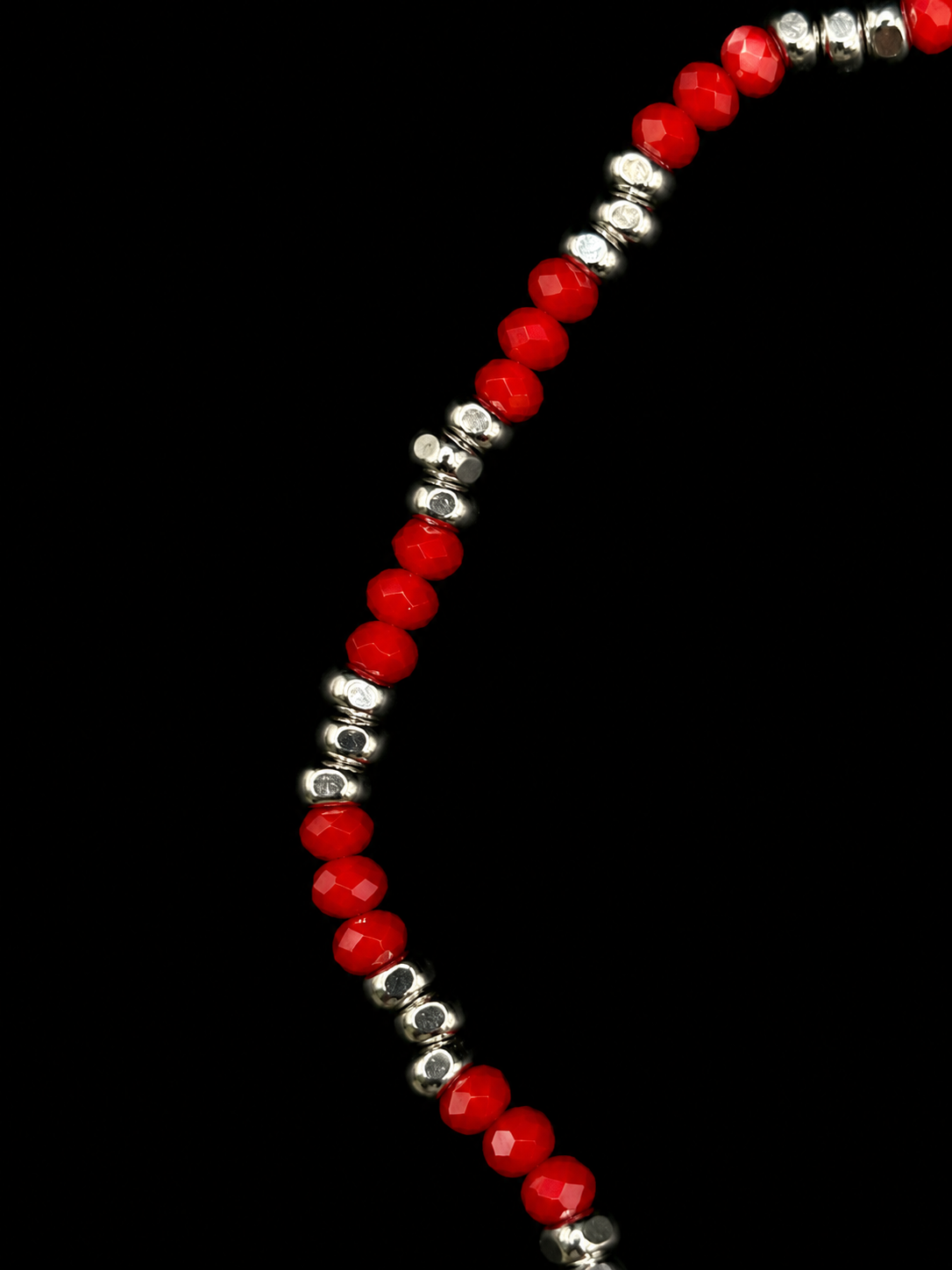 Elegante Perlen-Fußkette aus 925 Sterling Silber mit roten Perlen
