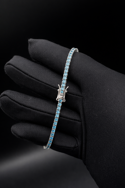 Bracciale tennis 18 cm in argento sterling 925 con chiusura a cerniera