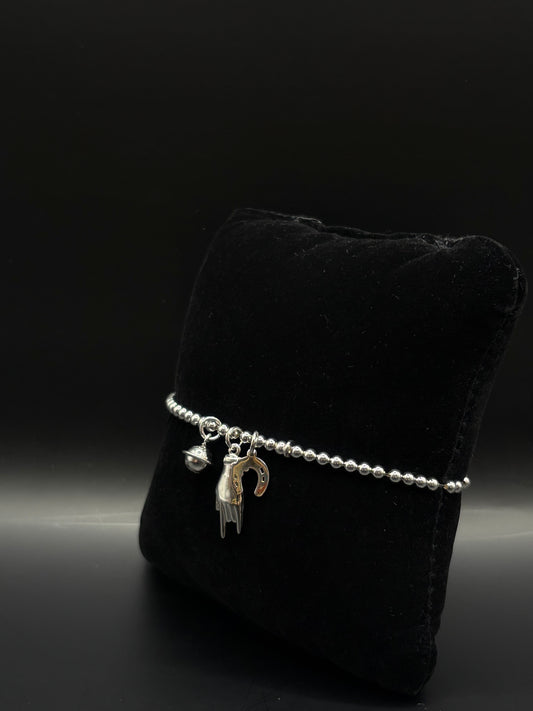 Elastik-Armband aus 925 Sterling Silber mit Symbolanhängern