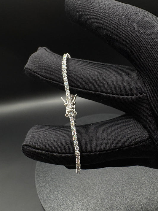 Bracciale tennis 17 cm in argento sterling 925 con chiusura a cerniera