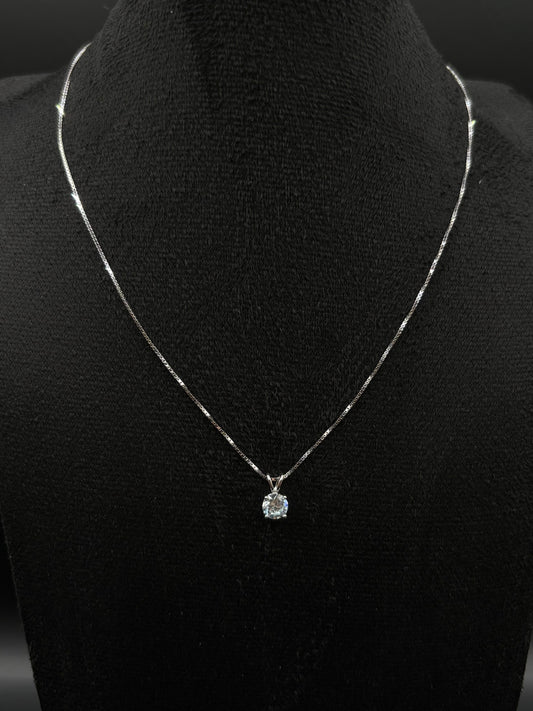 Parure di gioielli in argento sterling 925 con zircone azzurro