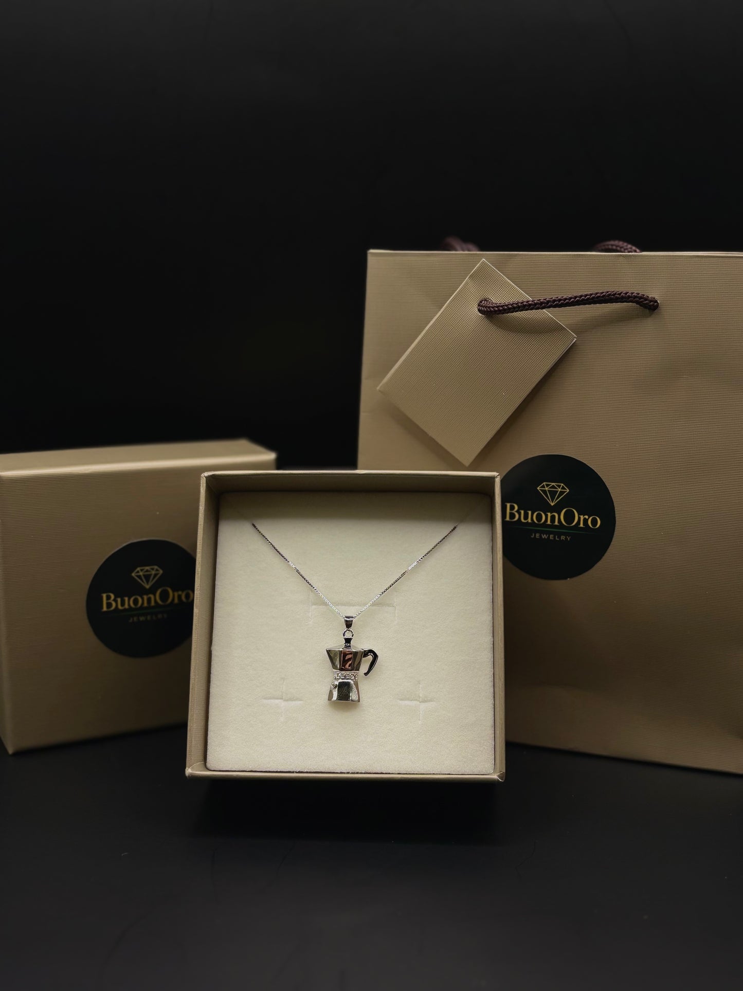 Espresso Kanne Halskette aus 925 Sterling Silber
