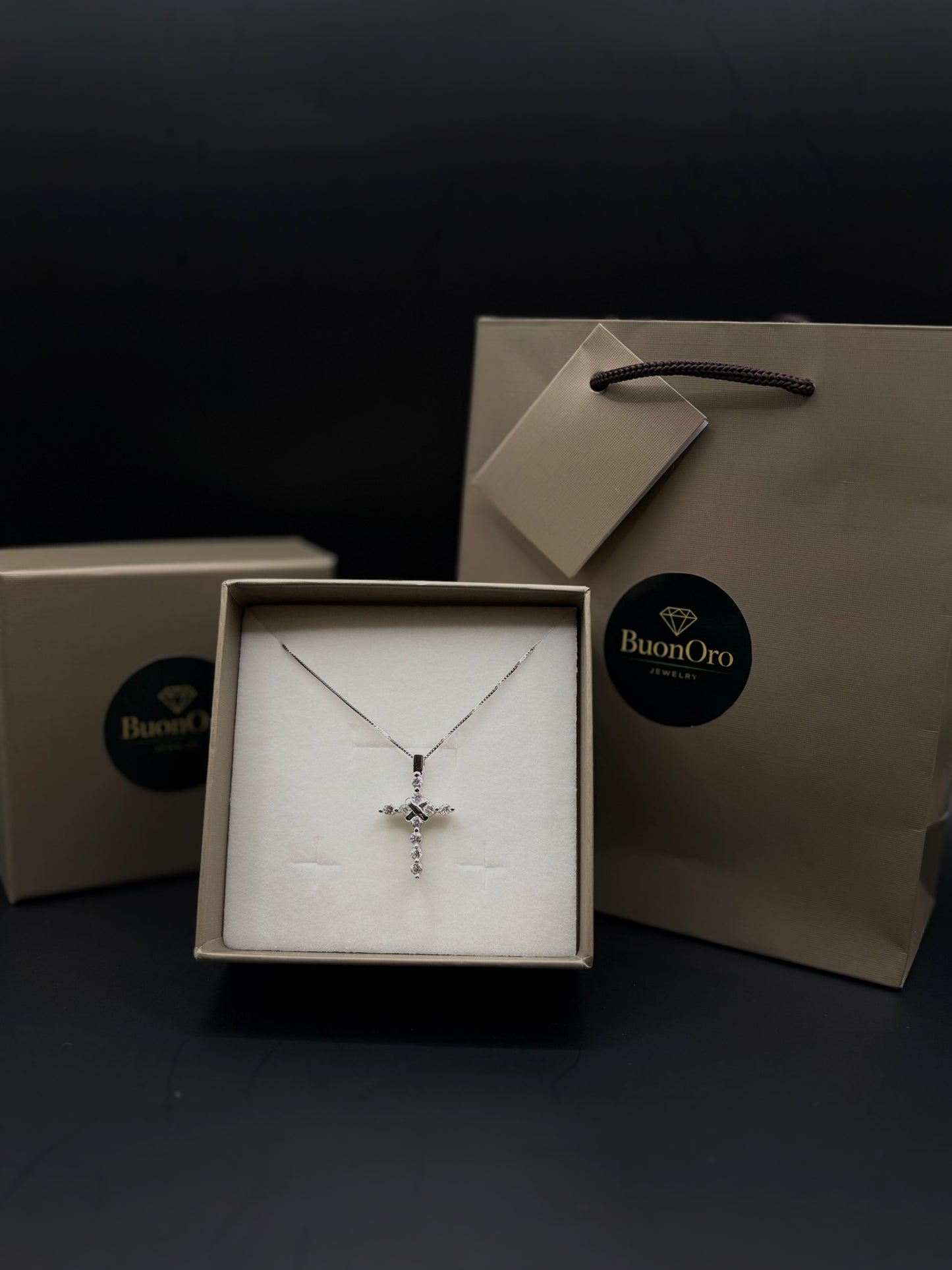 Kreuz Halskette mit Zirkonia aus 925 Sterling Silber