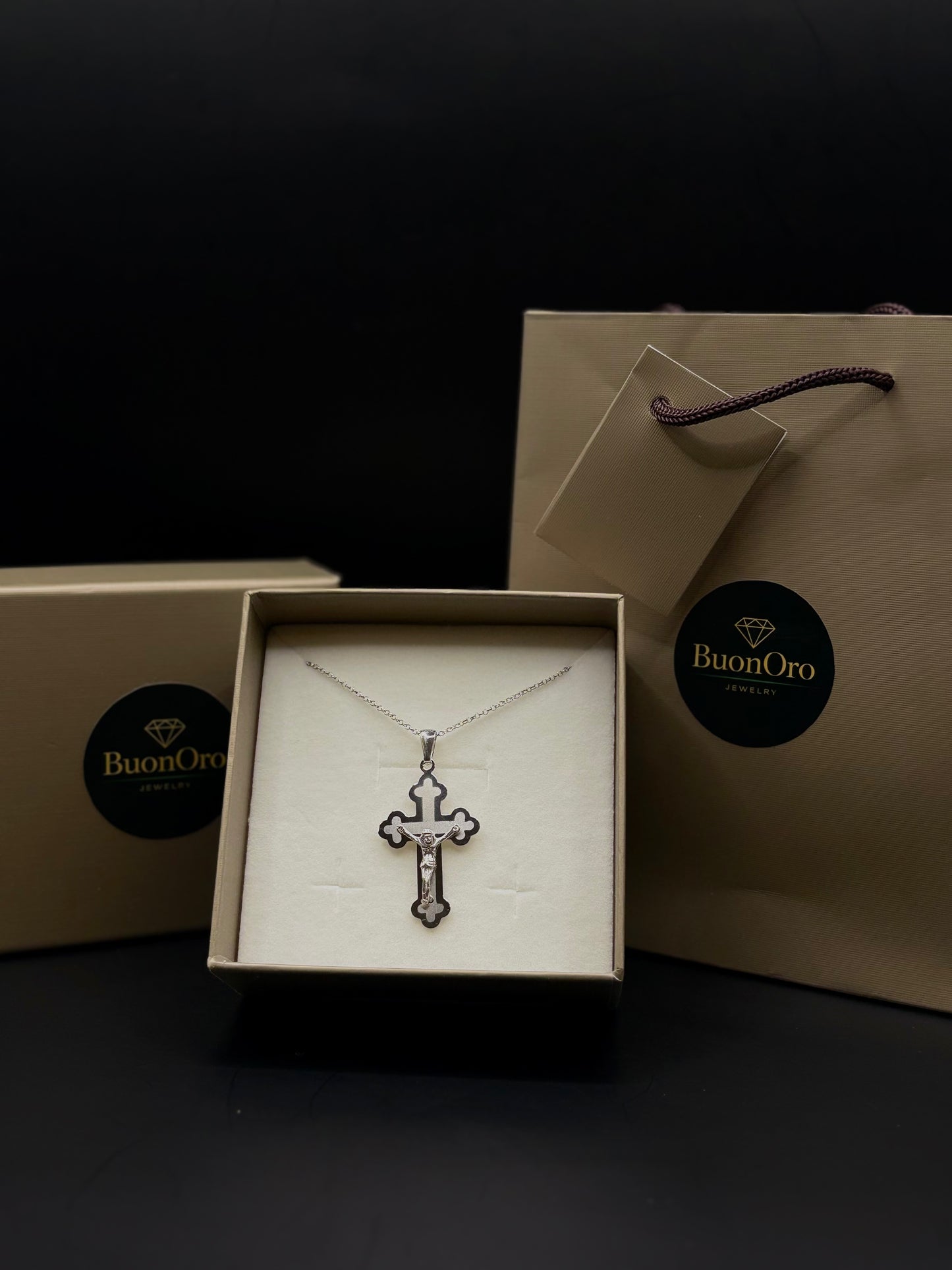 Klassische Kreuz Halskette mit Jesus aus 925 Sterling Silber