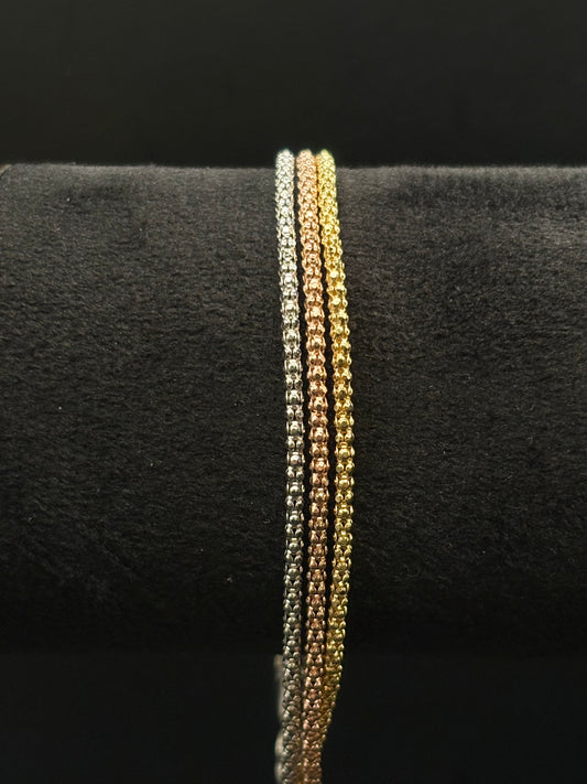 Mehrreihiges Tricolor-Armband aus 925 Sterling Silber