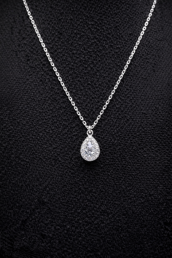 Silberkette mit Tropfen-Anhänger aus 925 Sterling Silber
