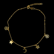 Gold-plated anklet with sun, moon & stars – 925 sterling silver