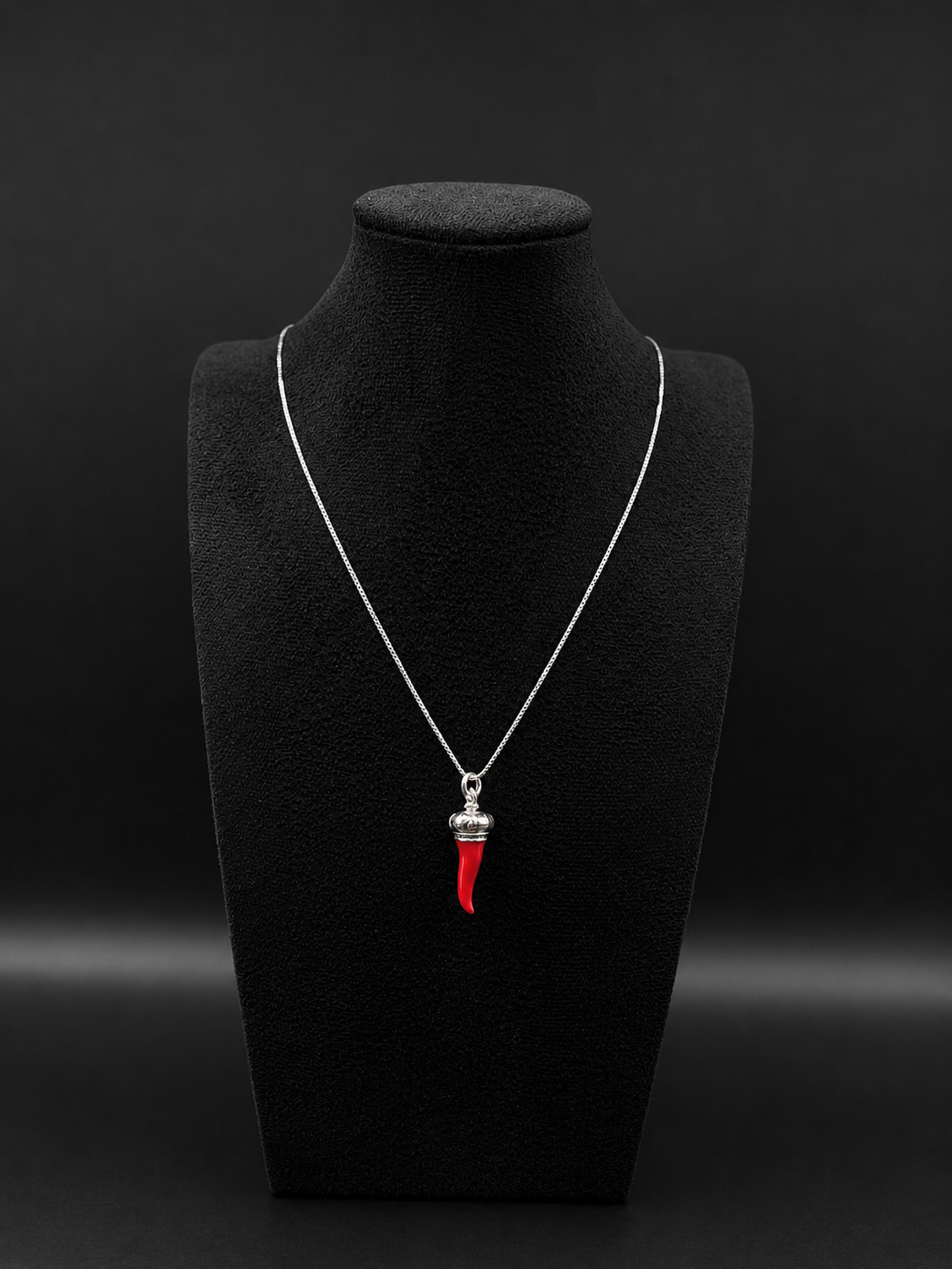 Corno Porta Fortuna Kette aus 925 Sterling Silber – Roter italienischer Glücksbringer