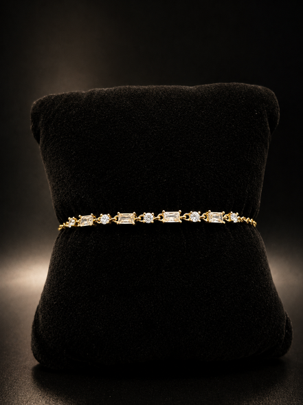 Elegantes Zirkonia-Armband aus vergoldetem 925 Sterling Silber