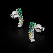 Boucles d'oreilles puces en zircon multicolore