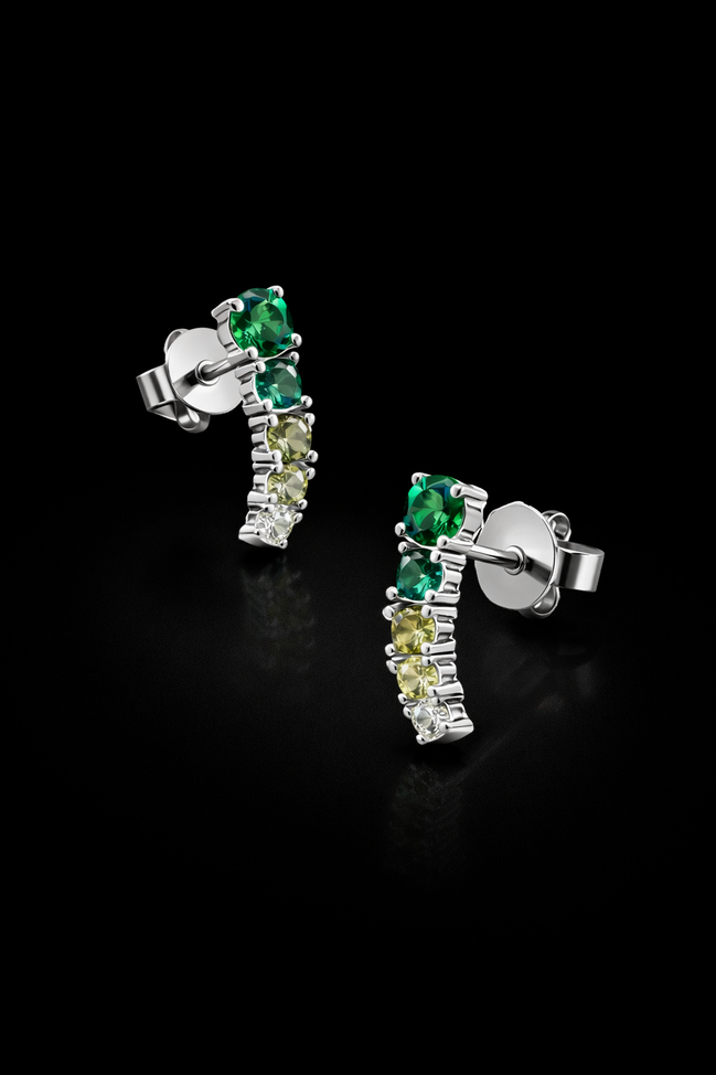 Boucles d'oreilles puces en zircon multicolore