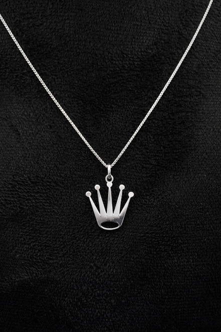 Collier en argent sterling 925 avec pendentif couronne