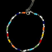 Cheville en perles colorées en argent sterling 925