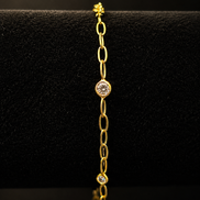 Élégant bracelet en argent sterling 925 doré orné de zircons
