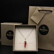 Corno Porta Fortuna Kette aus 925 Sterling Silber – Roter italienischer Glücksbringer