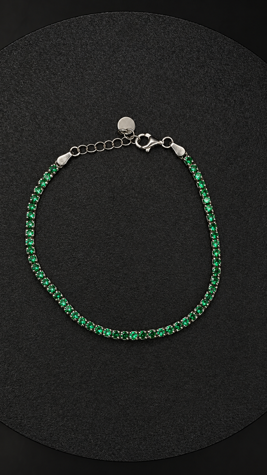 Grünes Tennisarmband aus 925 Sterling Silber