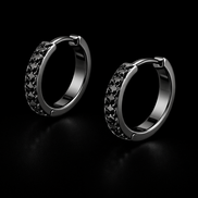 Creolen aus 925 Sterling Silber mit schwarzen Zirkonia