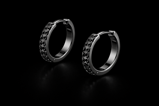 Creolen aus 925 Sterling Silber mit Schwarzen Zirkonen