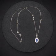 Catena in argento con ciondolo in zircone blu in argento sterling 925 