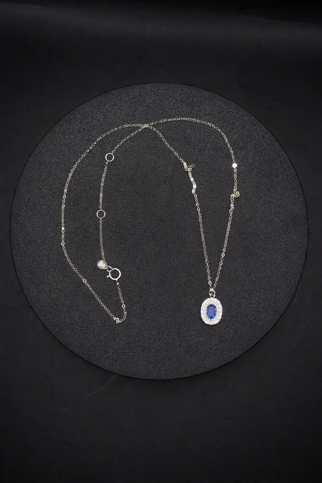 Catena in argento con ciondolo in zircone blu in argento sterling 925 