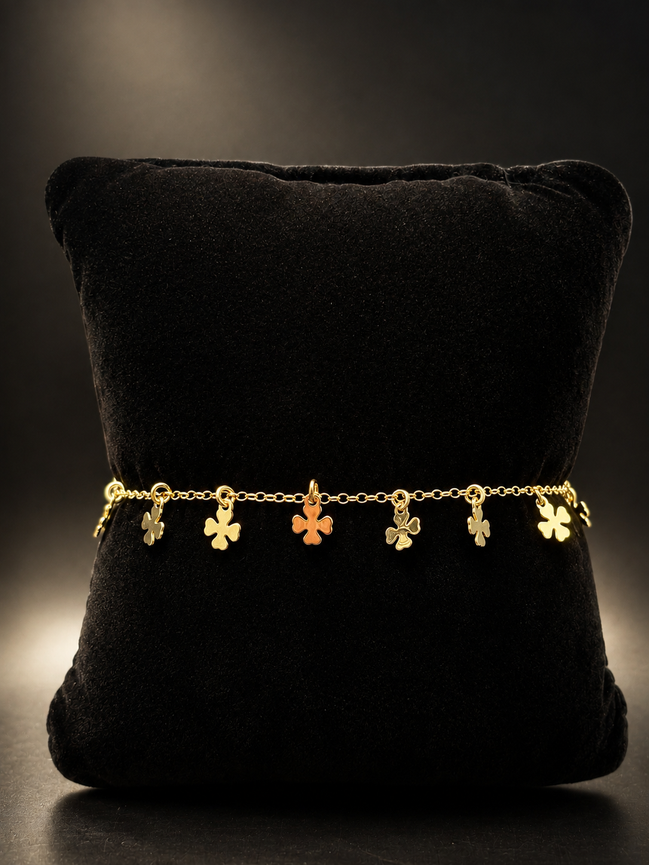 Bracelet trèfle en argent sterling 925 plaqué or