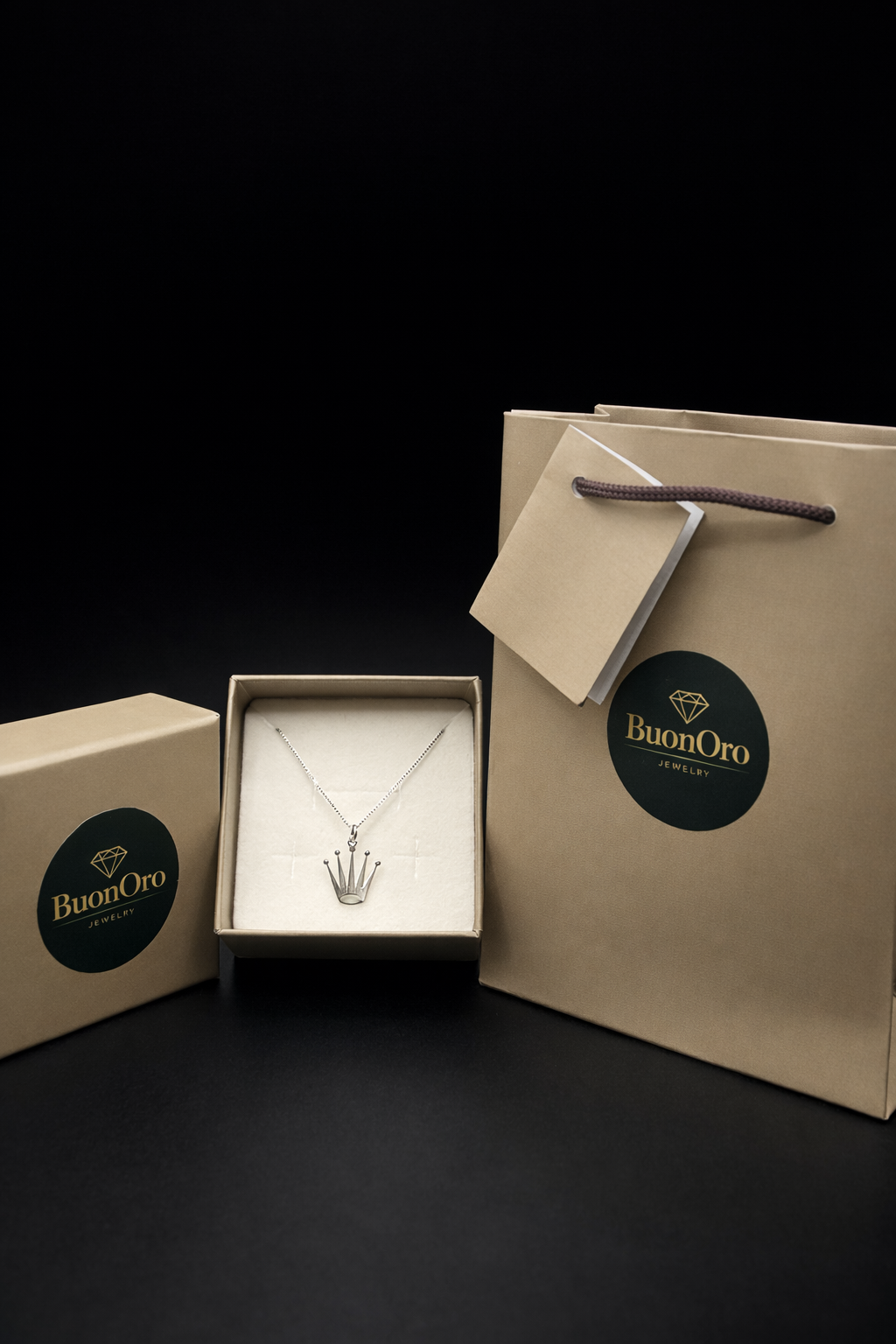 Collana in argento sterling 925 con ciondolo a corona