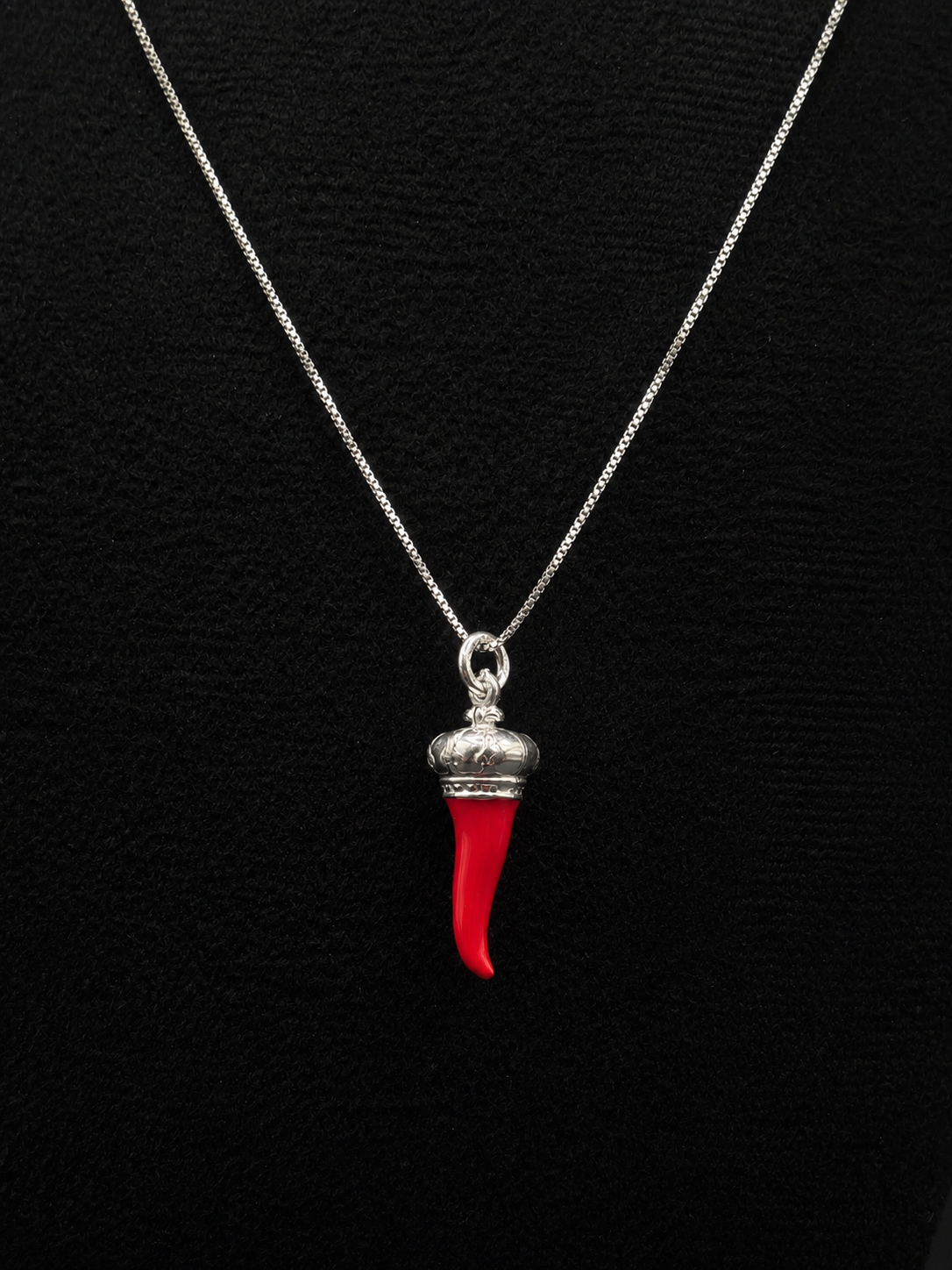 Corno Porta Fortuna Kette aus 925 Sterling Silber – Roter italienischer Glücksbringer