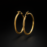 Patterned hoop earrings made of 925 sterling silver, gold plated
