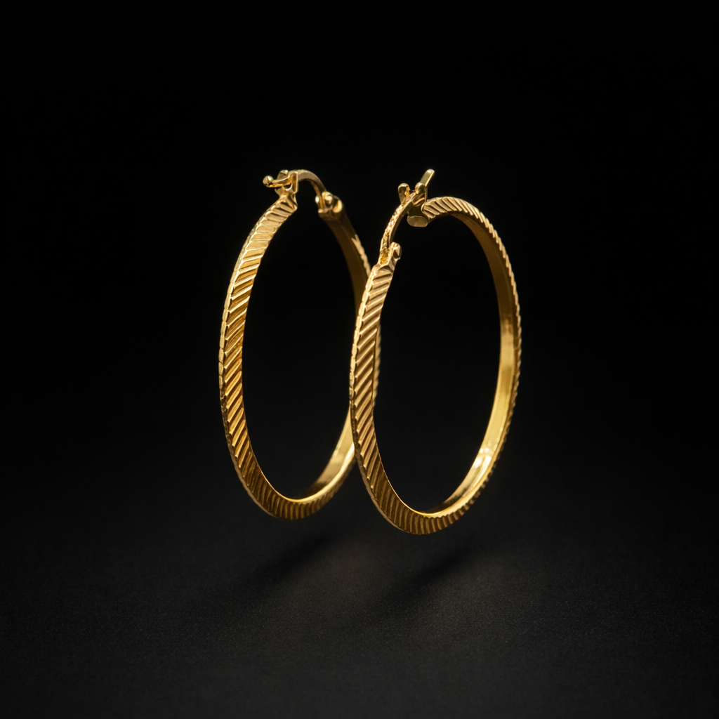 Patterned hoop earrings made of 925 sterling silver, gold plated