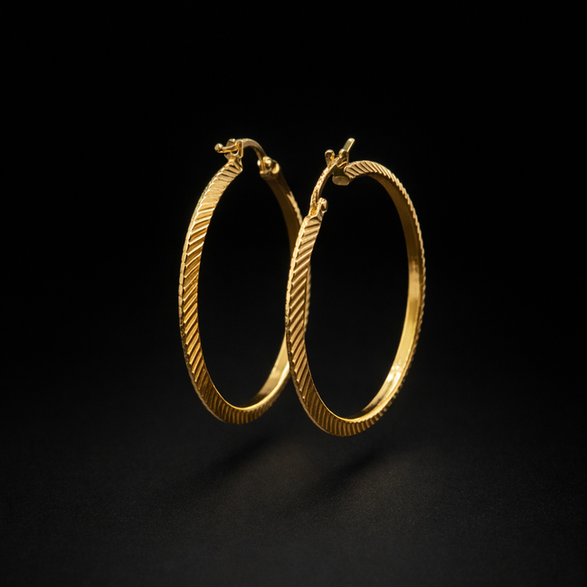Patterned hoop earrings made of 925 sterling silver, gold plated