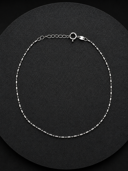 Deliziosa cavigliera in argento sterling 925 – design a sfere e maglie