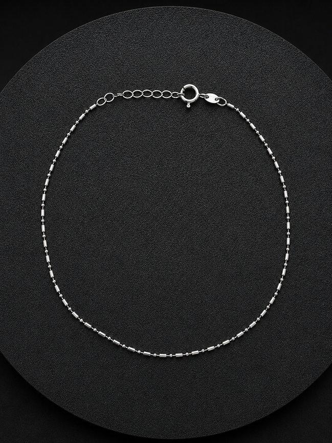 Deliziosa cavigliera in argento sterling 925 – design a sfere e maglie