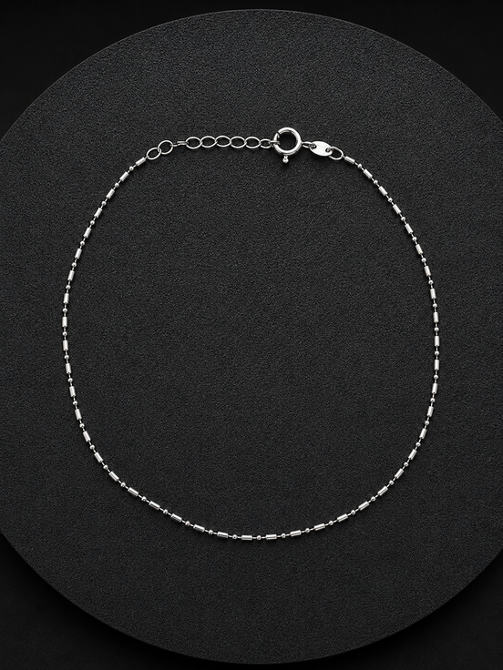 Feine Fußkette aus 925 Sterling Silber – Kugel- & Gliederdesign