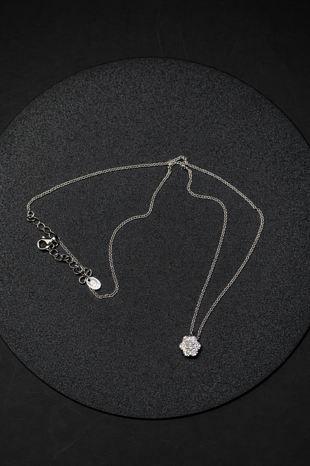 Silver necklace with flower pendant made of 925 sterling silver 