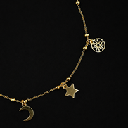 Gold-plated anklet with sun, moon & stars – 925 sterling silver