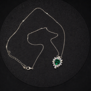 Silver necklace with heart pendant and green zircon, made of 925 sterling silver 