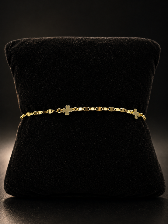 Kleeblatt-Armband aus vergoldetem 925 Sterling Silber