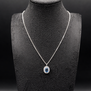 Catena in argento con ciondolo in zircone blu in argento sterling 925 