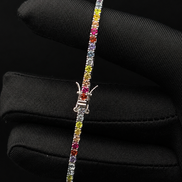 Rainbow Tennis-Armband 18 cm aus 925 Sterling Silber mit Klappverschluss