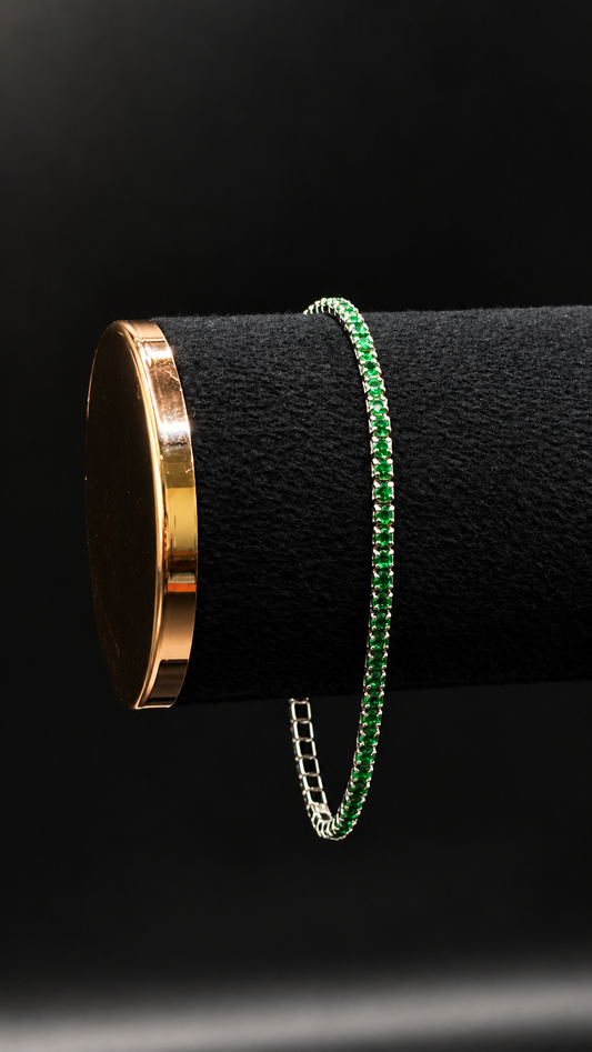 Grünes Tennisarmband aus 925 Sterling Silber