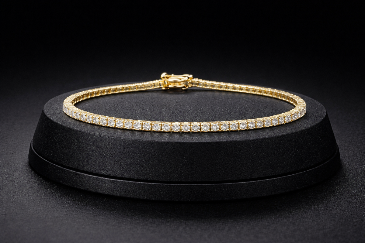 Tennis-Armband 18 cm aus 925 Sterling Silber vergoldet mit Zirkonia