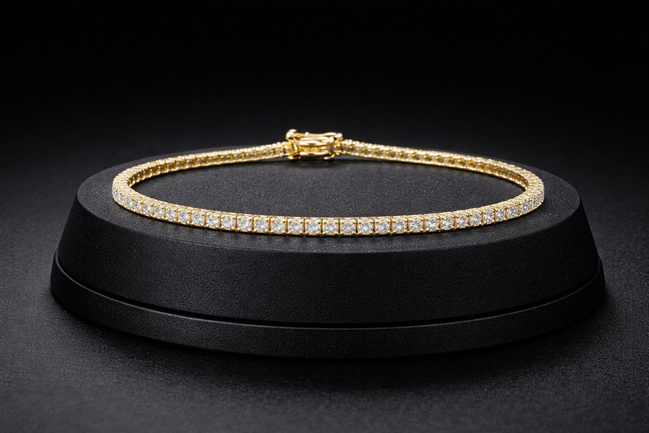 Tennis-Armband 18 cm aus 925 Sterling Silber vergoldet mit Zirkonia