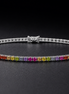 Rainbow Tennis-Armband 18 cm aus 925 Sterling Silber mit Klappverschluss