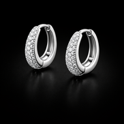 Delicati orecchini a cerchio in argento sterling 925 con zirconi bianchi