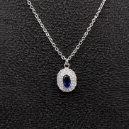 Catena in argento con ciondolo in zircone blu in argento sterling 925 