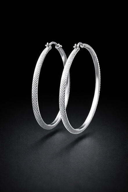 Orecchini a cerchio dalla texture fine in argento sterling 925
