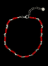Élégante chaîne de cheville en argent sterling 925 avec perles rouges