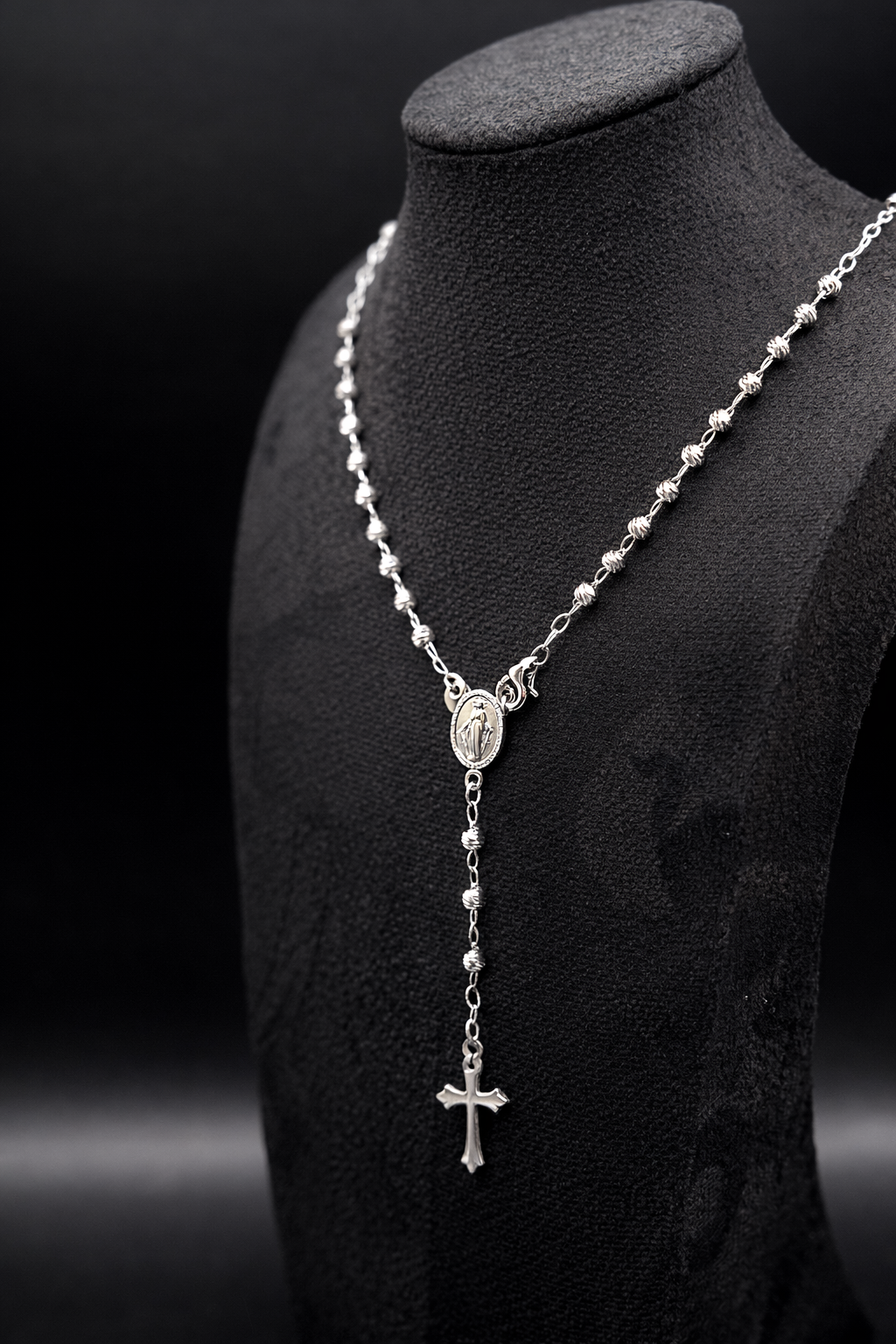 Rosenkranz-Kette aus 925 Sterling Silber mit kreuzanhänger